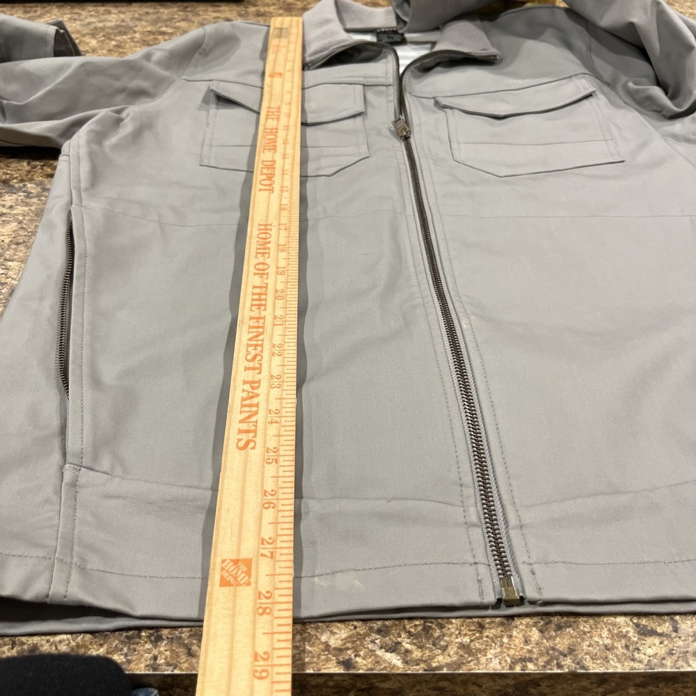 Oakley Mens Gray Moto Biker Chore Jacket Zip Front Logo Snap Cuffs Sz Large - Picture 12 of 16
